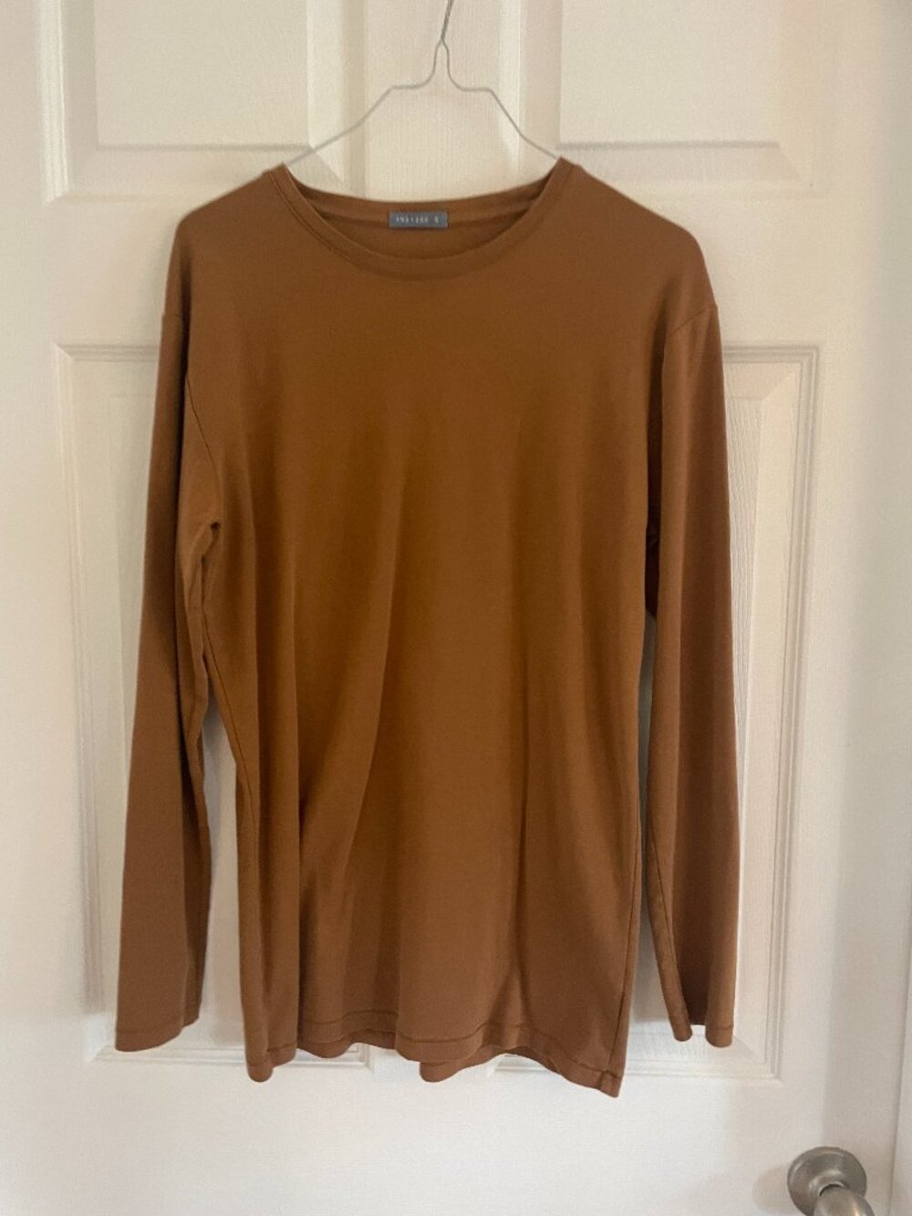 ANA + ZAC 100% Pima Cotton Long Sleeve Tee Brown Size Small